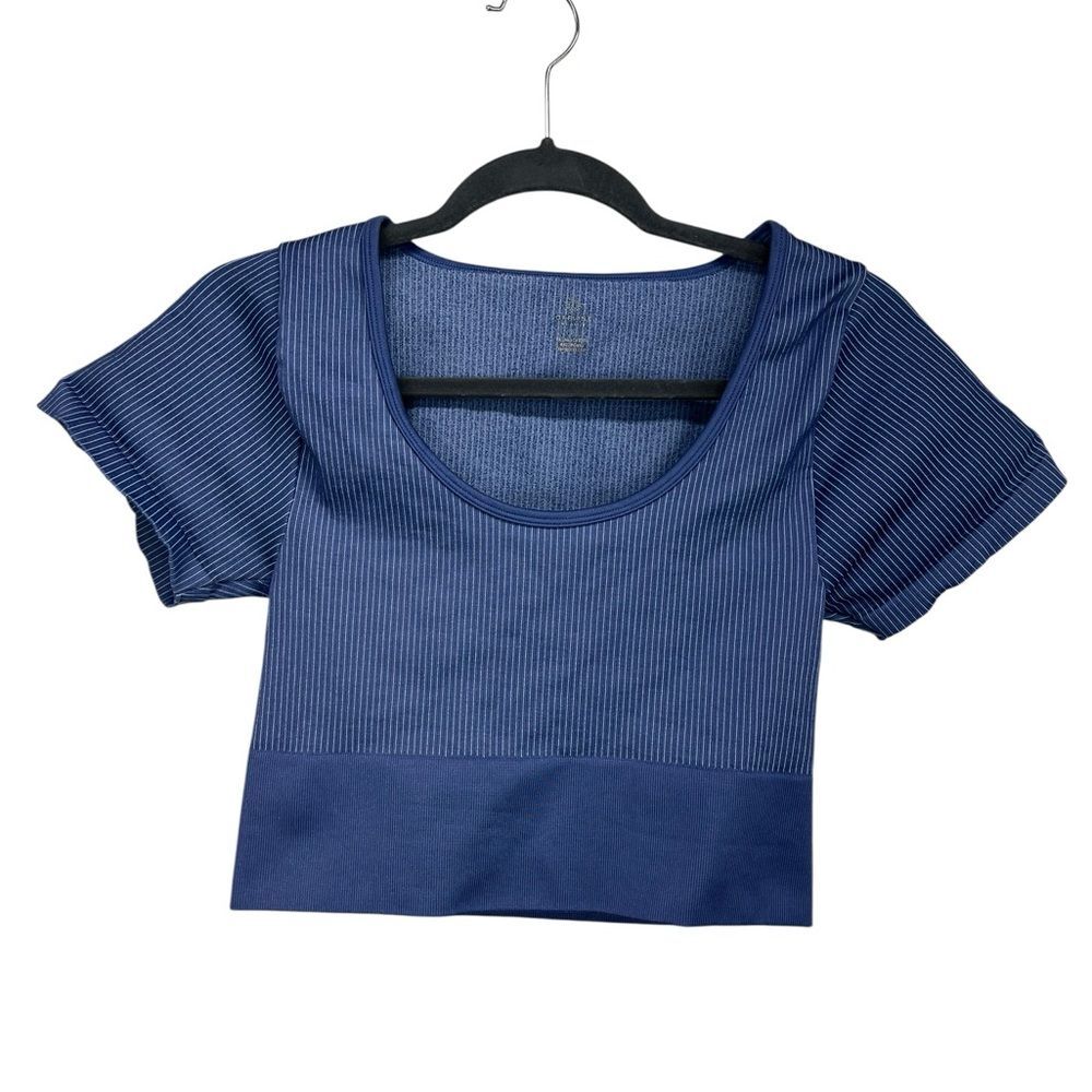 Aerie Offline Seamless Ribbed Crop  Short Sleeve Scoop Neck Tee Womens Large